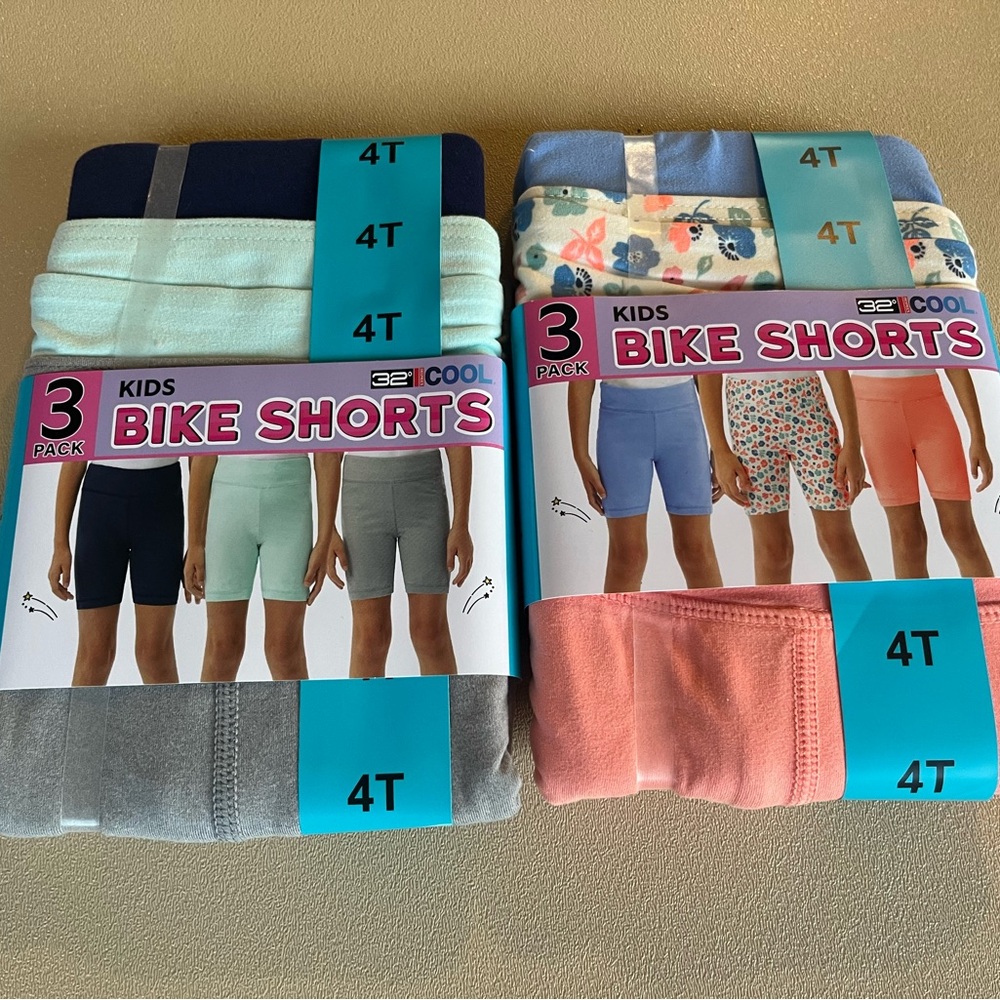 Brand New Toddler Girls 4T 32 Degrees Kids Bike Shorts 3-Pack